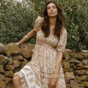 Spell Juniper Shirred Dress